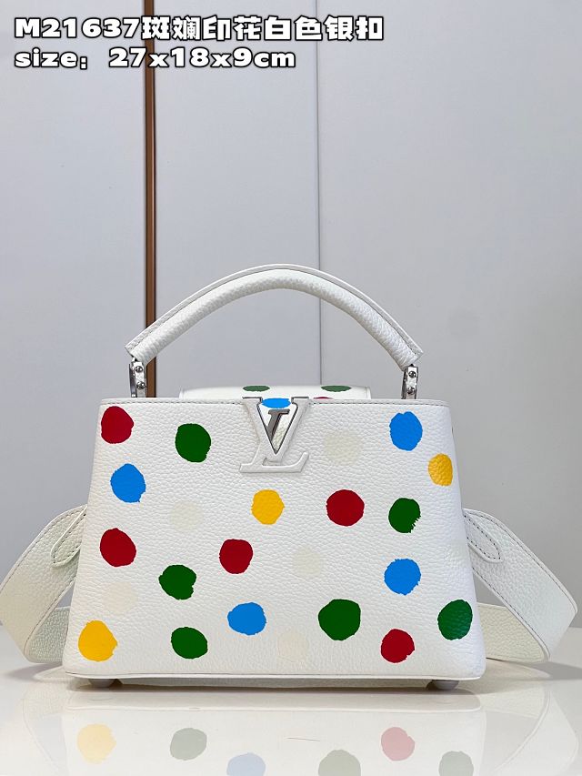 Louis vuitton original calfskin capucines BB handbag M21637 white