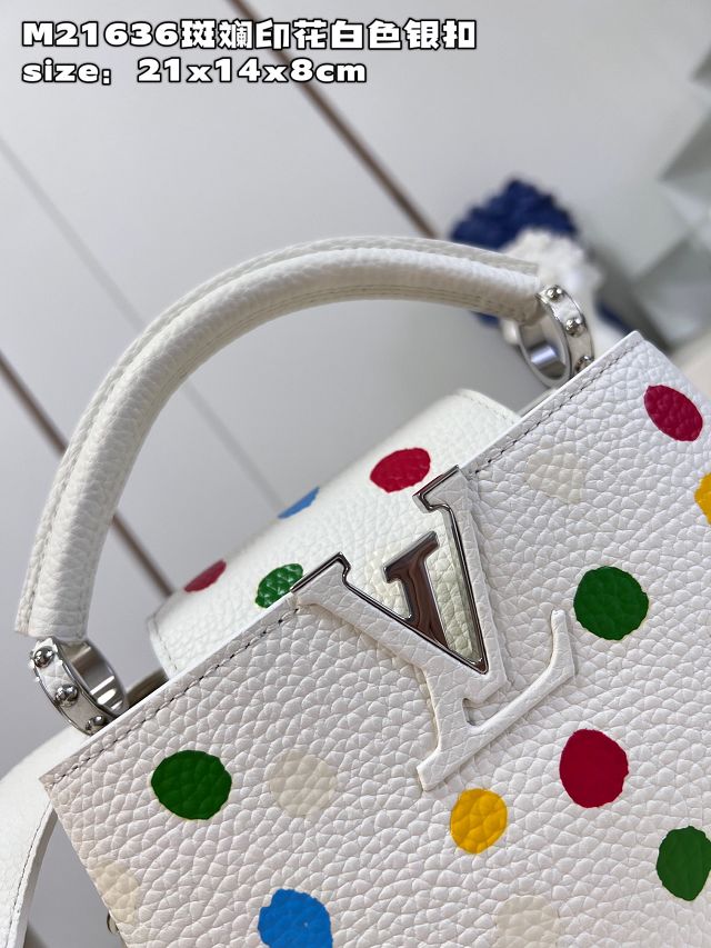 Louis vuitton original calfskin capucines mini handbag M21693 white