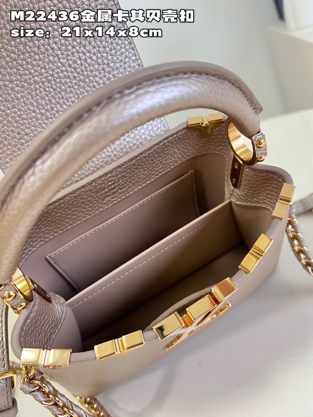 Louis vuitton original calfskin capucines mini handbag M22606 light gold