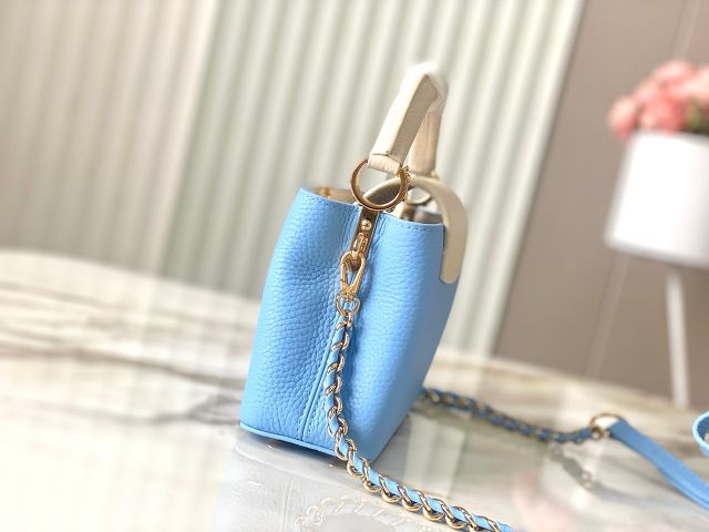 Louis vuitton original calfskin capucines mini handbag M22606 sky blue