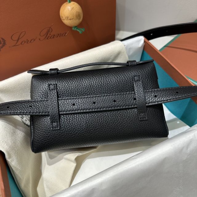 Loro Piana original calfskin extra pocket belt bag FAN4030 black