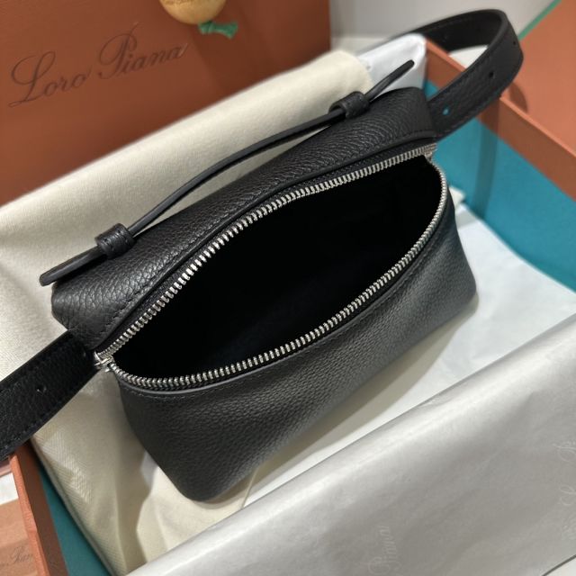 Loro Piana original calfskin extra pocket belt bag FAN4030 black