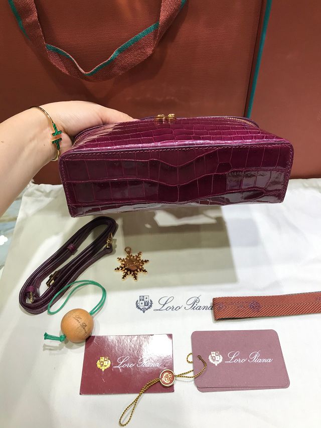 Loro Piana original crocodile leather extra pocket pouch FAN4199 burgundy
