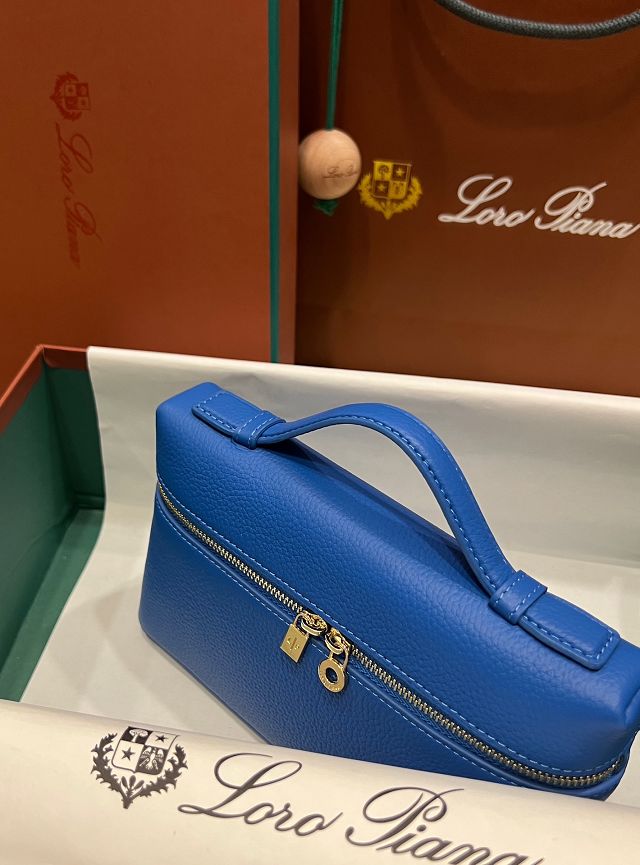 Loro Piana original calfskin extra pocket pouch L19 FAN4045 blue