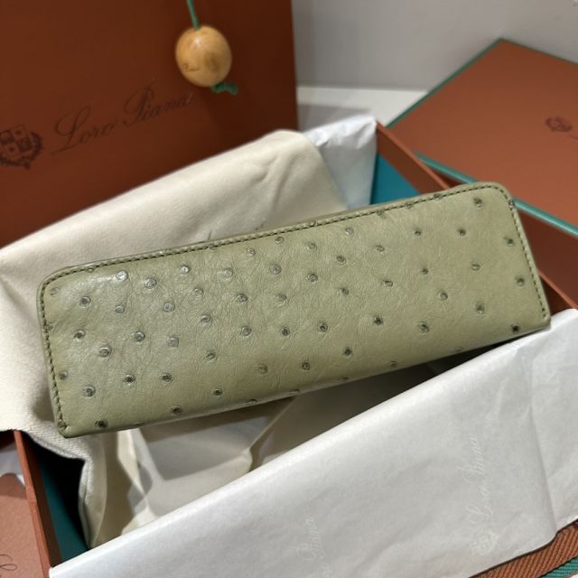 Loro Piana original ostrich leather extra pocket pouch FAN4199 khaki