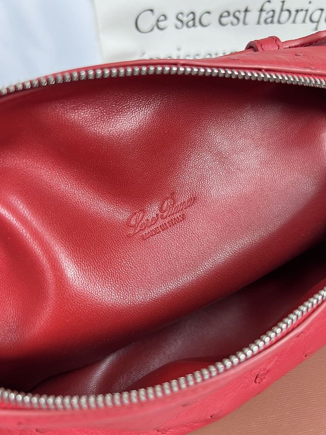Loro Piana original ostrich leather extra pocket pouch FAN4199 red