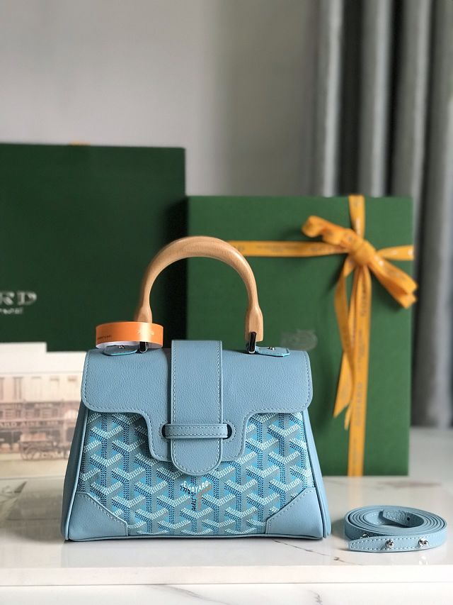 Goyard original canvas saigon souple mini bag GY0007 sky blue