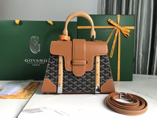 Goyard original canvas saigon structure PM bag GY0075 black&brown