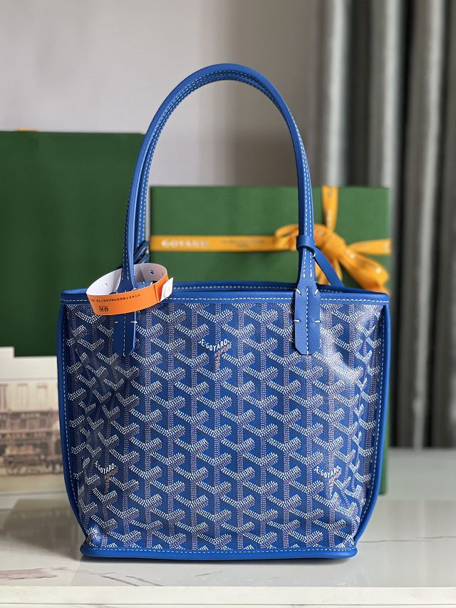 Goyard original calfskin&canvas reversible anjou mini bag GY0084 blue