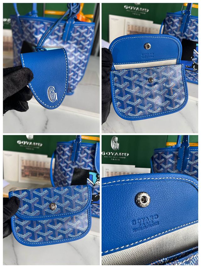 Goyard original calfskin&canvas reversible anjou mini bag GY0084 blue