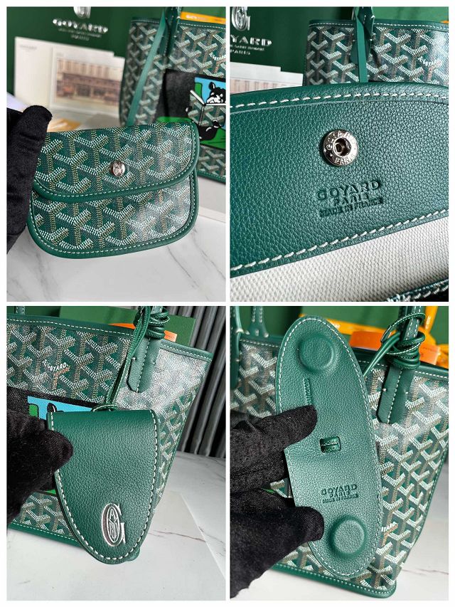 Goyard original calfskin&canvas reversible anjou mini bag GY0084 green