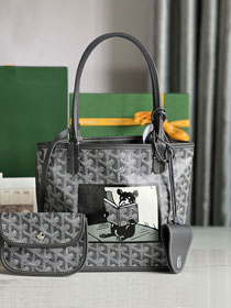 Goyard original calfskin&canvas reversible anjou mini bag GY0084 grey