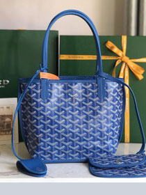 Goyard original calfskin&canvas reversible anjou mini bag GY0086 blue