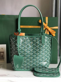 Goyard original calfskin&canvas reversible anjou mini bag GY0086 green
