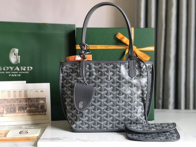 Goyard original calfskin&canvas reversible anjou mini bag GY0086 grey