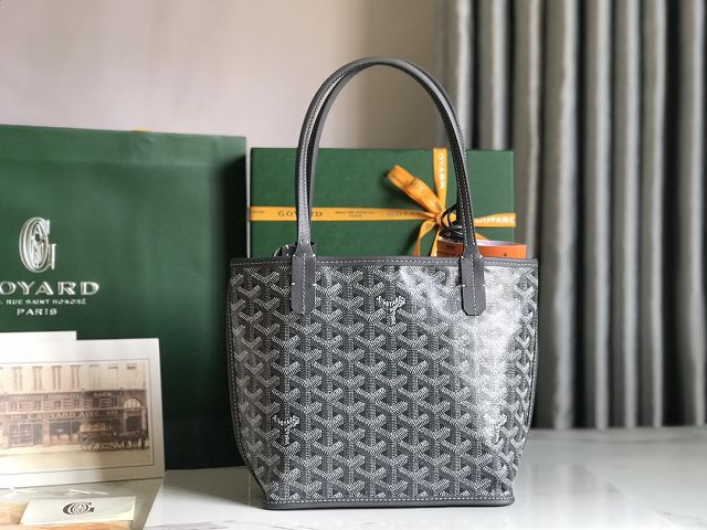 Goyard original calfskin&canvas reversible anjou mini bag GY0086 grey