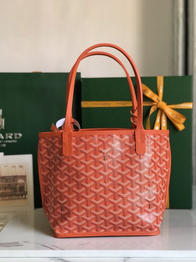 Goyard original calfskin&canvas reversible anjou mini bag GY0086 orange