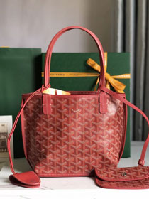 Goyard original calfskin&canvas reversible anjou mini bag GY0086 red