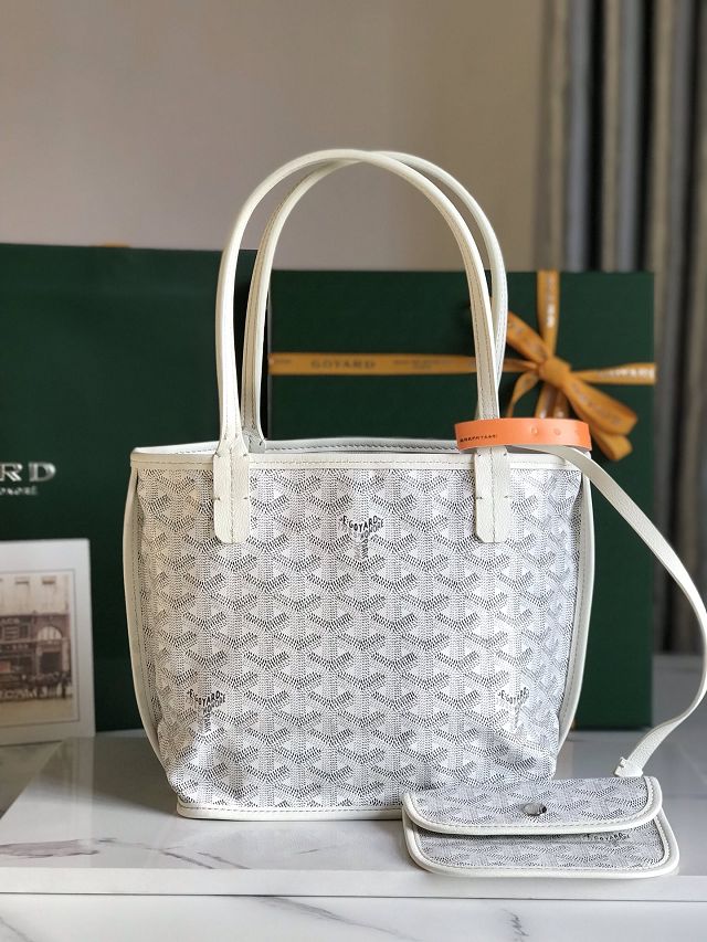 Goyard original calfskin&canvas reversible anjou mini bag GY0086 white