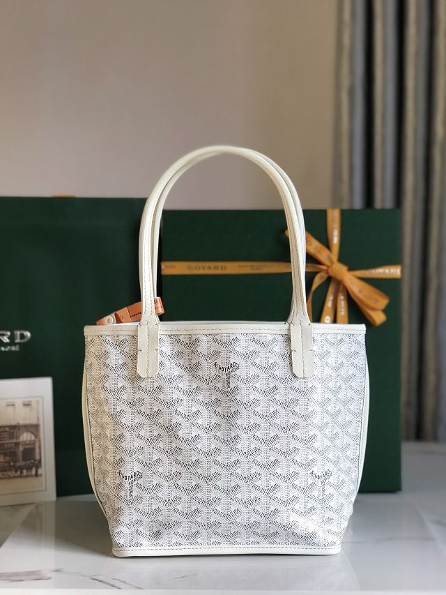 Goyard original calfskin&canvas reversible anjou mini bag GY0086 white