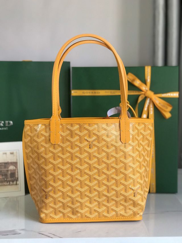 Goyard original calfskin&canvas reversible anjou mini bag GY0086 yellow