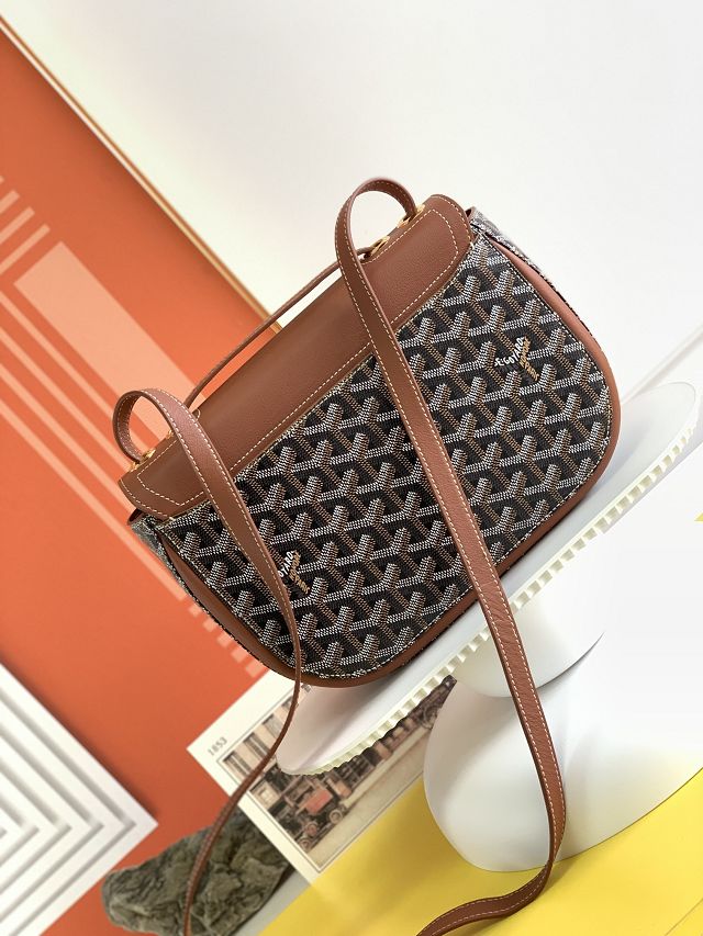 Goyard original calfskin&canvas saint honore 233 bag GY0077 black&brown