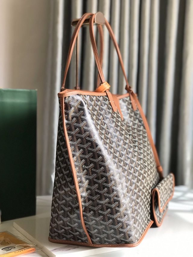 Goyard original calfskin&canvas reversible anjou GM bag GY0088 black&brown