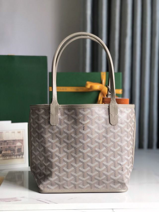 Goyard original calfskin&canvas reversible anjou mini bag GY0086 grey