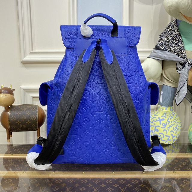 Louis vuitton original calfskin christopher backpack MM M23189 blue