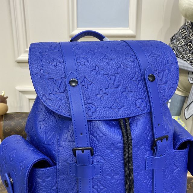 Louis vuitton original calfskin christopher backpack MM M23189 blue