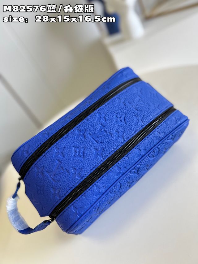 Louis vuitton original calfskin dopp kit toilet pouch m44494 blue