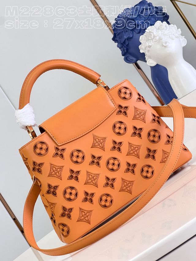 Louis vuitton original calfskin capucines BB handbag M21103 brown