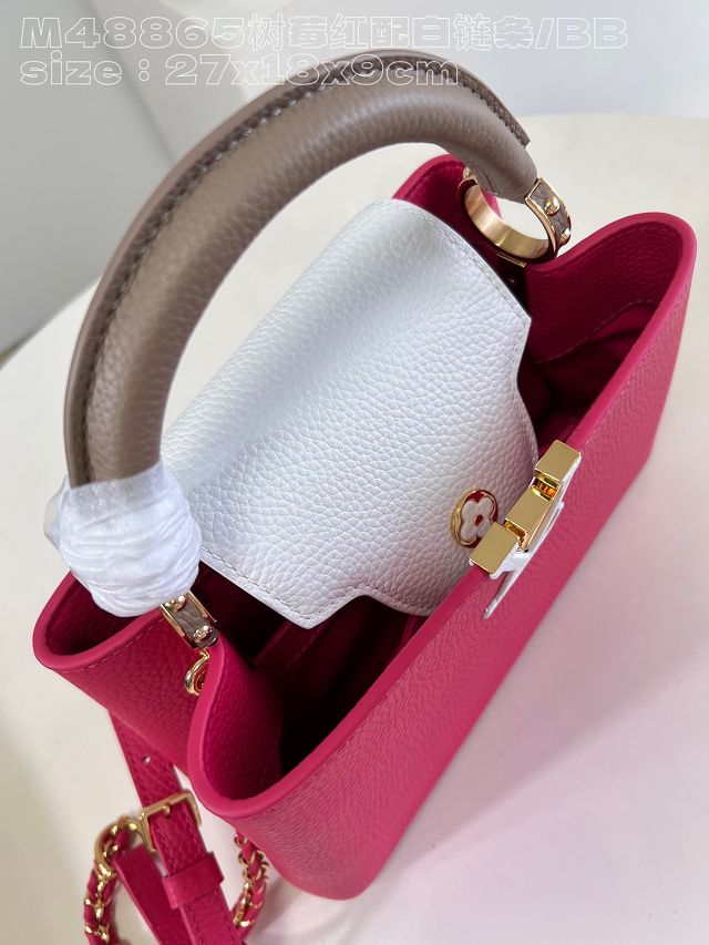 Louis vuitton original calfskin capucines BB handbag M21103 rose&white