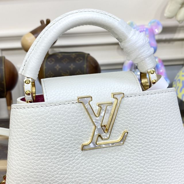 Louis vuitton original calfskin capucines mini handbag M22606 white