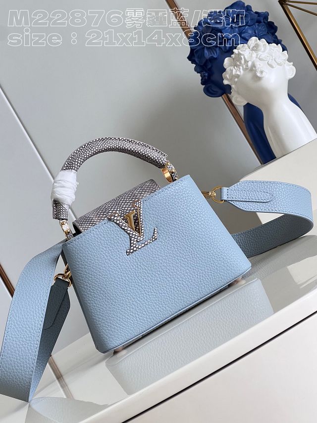 Louis vuitton original calfskin capucines mini handbag M48865 light blue