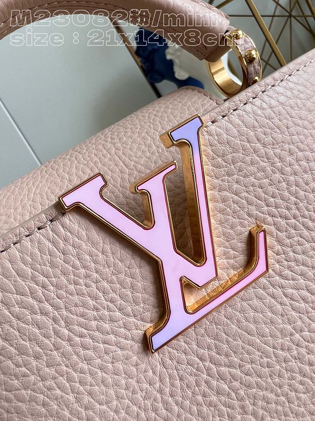 Louis vuitton original calfskin capucines mini handbag M48865 light pink