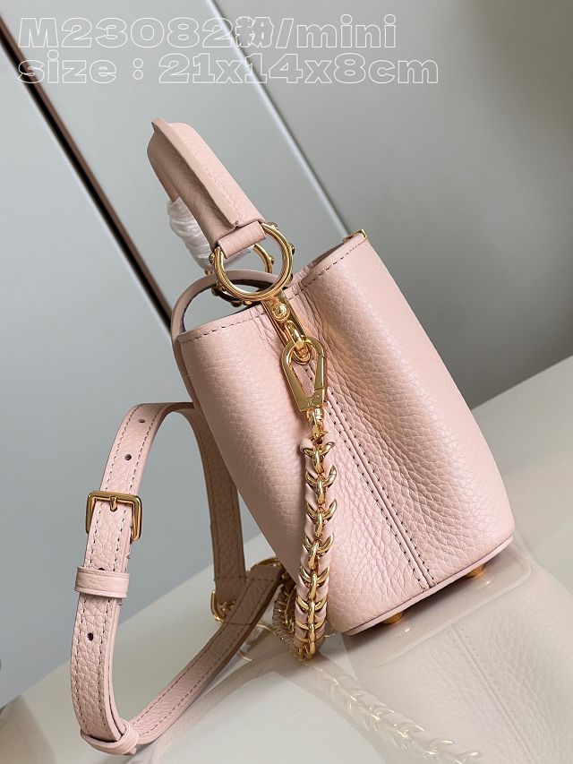 Louis vuitton original calfskin capucines mini handbag M48865 light pink