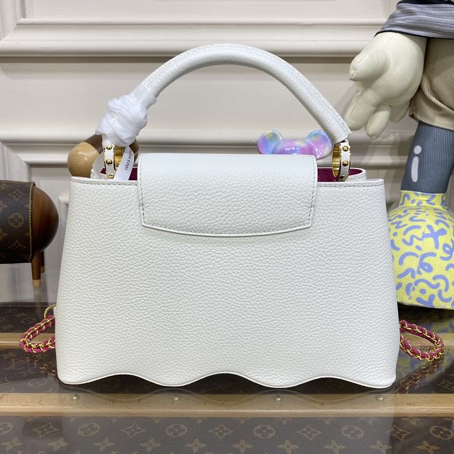 Louis vuitton original calfskin capucines mm handbag M59516 white