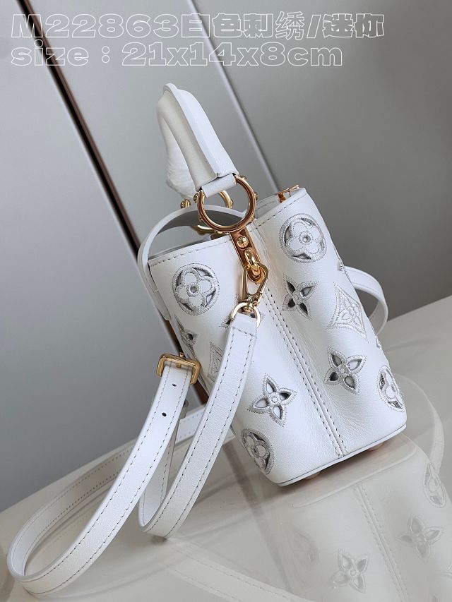 Louis vuitton original calfskin capucines mini handbag M22375 white