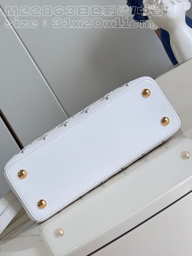 Louis vuitton original calfskin capucines mm handbag M21105 white