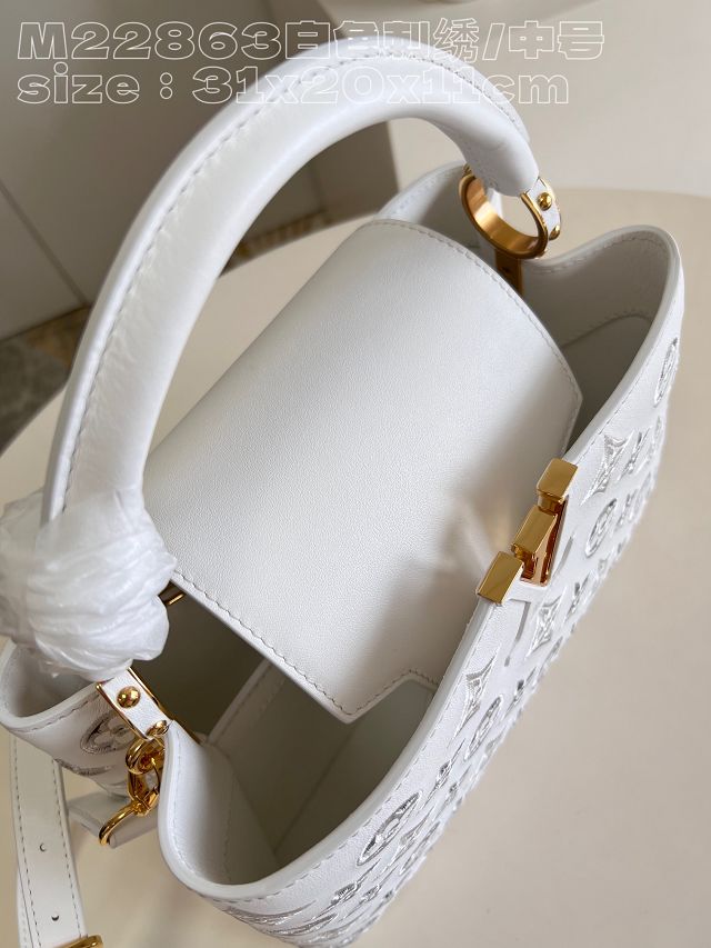Louis vuitton original calfskin capucines mm handbag M21105 white