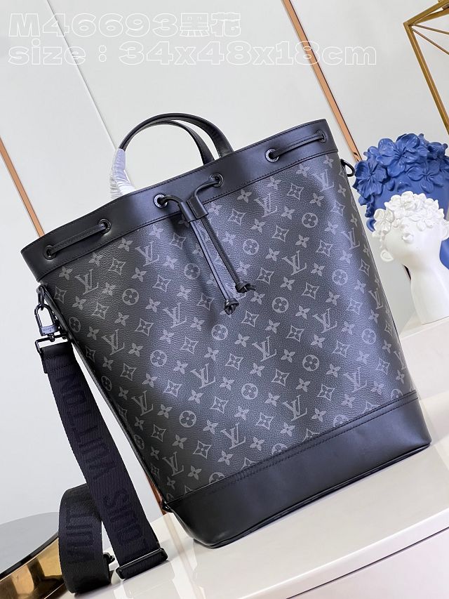 Louis vuitton original monogram eclipse maxi noe sling M23117 black	