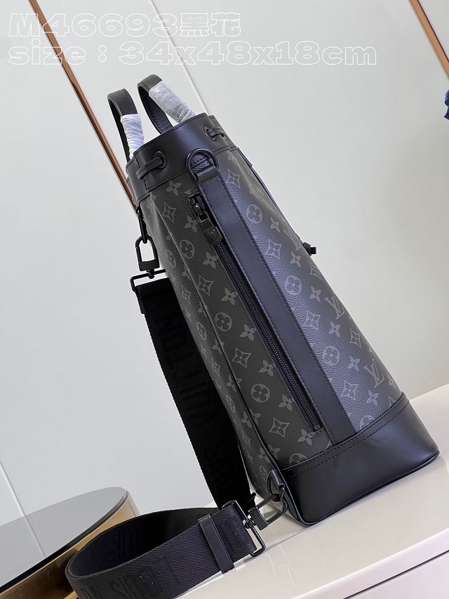 Louis vuitton original monogram eclipse maxi noe sling M23117 black	