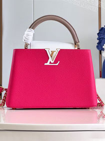 Louis vuitton original tweed capucines mm handbag M21652 rose red&white