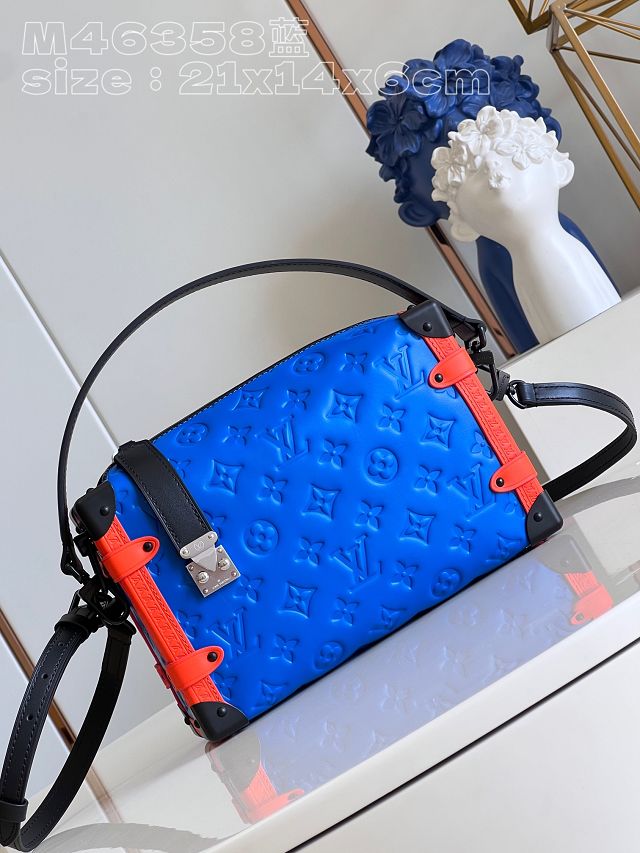 Louis vuitton original calfskin side trunk M46358 blue&red