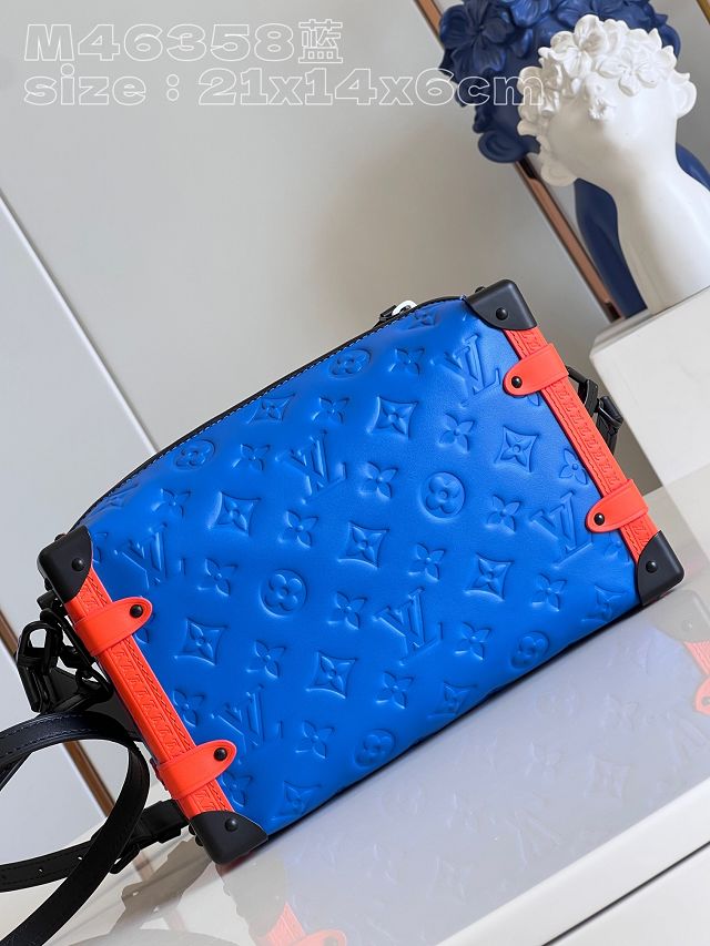 Louis vuitton original calfskin side trunk M46358 blue&red