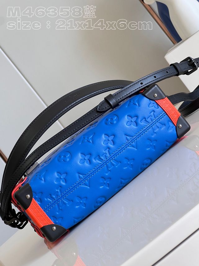 Louis vuitton original calfskin side trunk M46358 blue&red