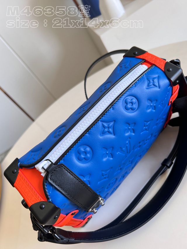 Louis vuitton original calfskin side trunk M46358 blue&red