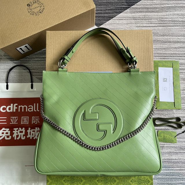 2023 GG original calfskin blondie medium tote bag 751516 green