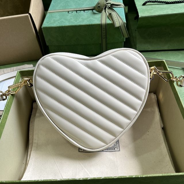 2023 GG original calfskin mini heart shoulder bag 751628 white